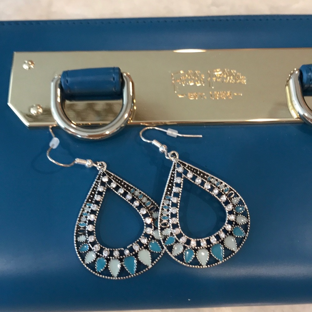 Pretty Crystal and Turquoise Green Earrings